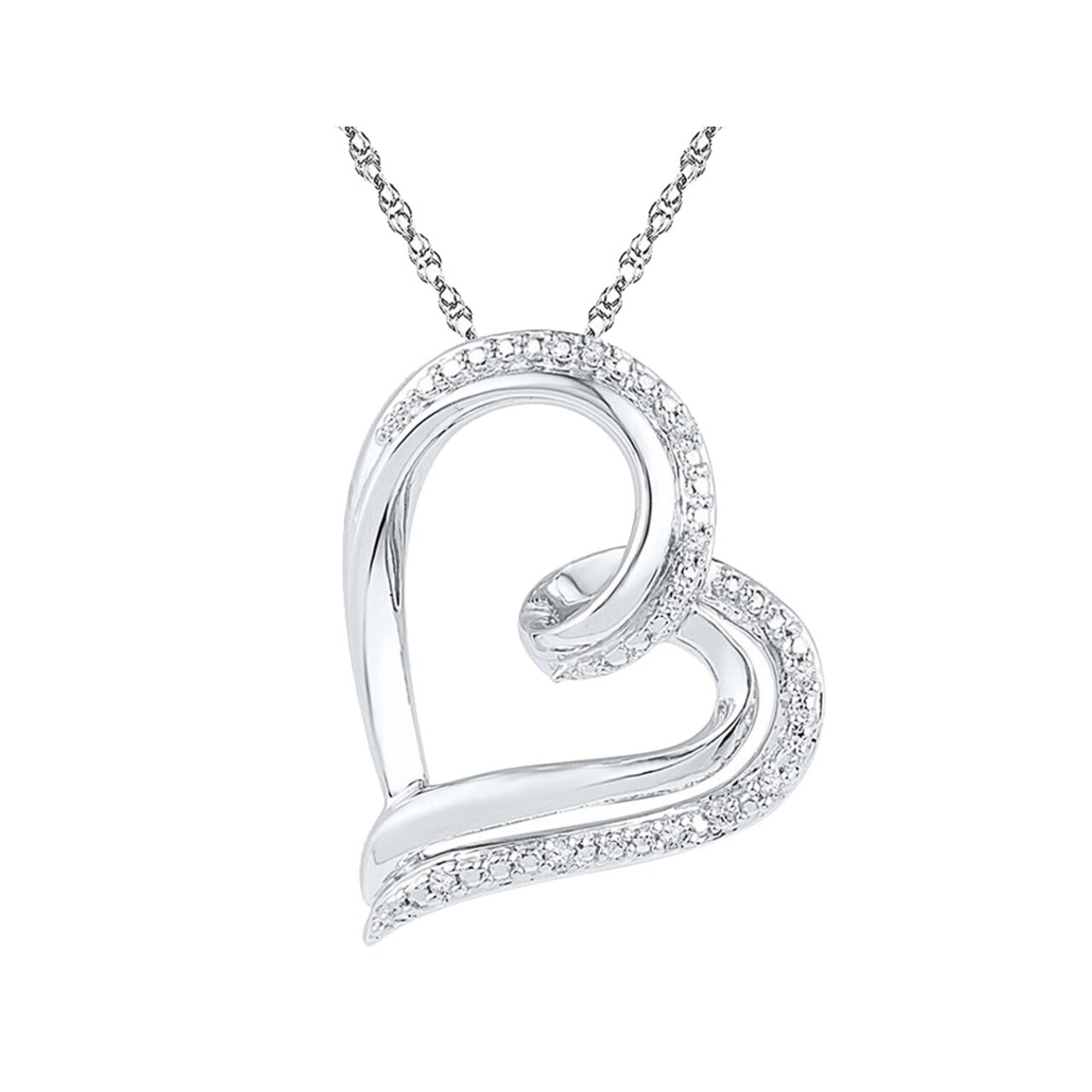 Gem And Harmony Heart Pendant Necklace in Sterling Silver with Accent Diamonds